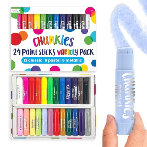 Ooly Chunkies 24 Paint Sticks For Kids, Tempera Paint Sticks Variety Set, Includes Classic, Pastel & Metallic No Mess Quick Drying Colors - color: Classic, Pastel & Metallic Set