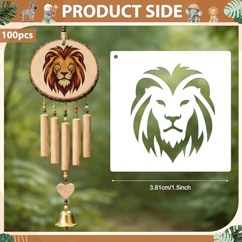 Fainne 100 Pcs Small Stencils for Crafts, 1.5 Inch Reusable Painting Stencils Painting Crafts Templates for Wood, Wall, Home Decor, Canvas, Fabric(Animals) - style: Animals