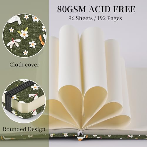 Square 4.8x4.8 inches 80gsm 96sheets/192 Pages Notebooks Blank Sketchbooks Travel Journal Pocket Hardcover Paint Writing Diary Memo Planner Cloth Cover. Lying Cat - color: Cloth Cover-4.8x4.8in-Lying Cat