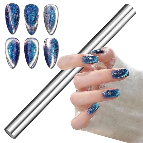Cat Eye Nail Magnet Gel Nail Polish Magnetic Cylindrical Strong Magnet Stick Cat Eye Nail Art Magnet 3d Cat Eye Magnetic Nail Polish Tool Double Headed Magnet for Nails Salon (Silver) - color: Style 1