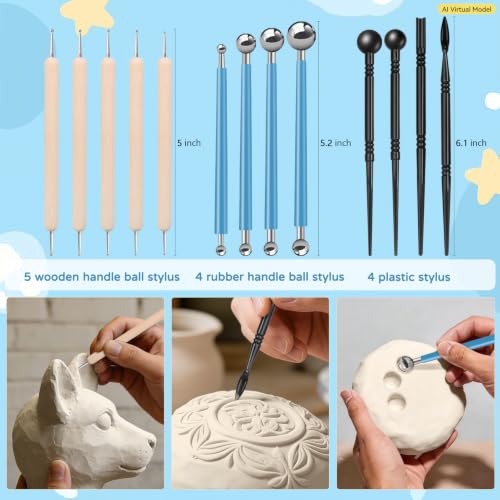 ZEHIQ White Air Dry Clay 2.2 lbs with 25pcs Pottery Sculpting Tools Set | Natural Modeling Clay, Pottery Wheel & Hand Building, DIY Craft Projects, Perfect for Beginners and Professional artists - color: 2.2lbs white + tools