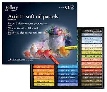 Mungyo Gallery Soft Oil Pastels Set of 48 (incl. Blending Stumps and Sandpaper Set, Pastel Holder)