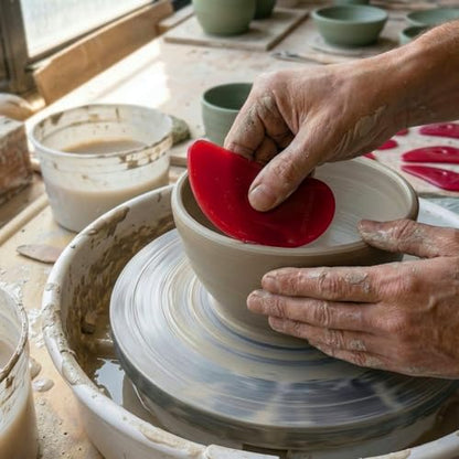 DIYOOHOMY Pottery Ribs for Pottery Tools and Clay Tools, Soft Silicone Ceramic Supplies Kit for Shapes Sculpting,Mud,Trimming,Throwing (2) - color: red-2