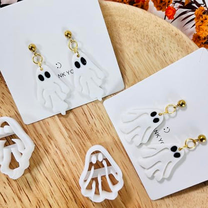 Xaekicr Halloween Ghost Polymer Clay Cutters – 3 Pcs Spooky Clay Cutters for Earrings and DIY Crafts, Polymer Clay Tools for Jewelry Making - color: X color