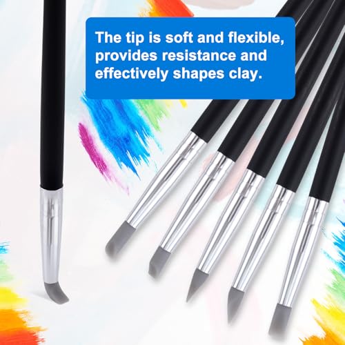 SmallCat 15 Pcs Silicone Paint Brushes, Flexible Clay Carving Tools, Professional Sculpting Tools for Handicraft Pottery Artwork Shaping Carving DIY- Black - color: Black, 15 Pcs