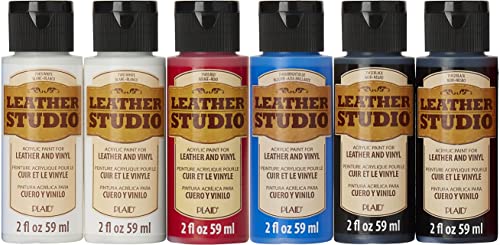 Leather Studio Leather Paint Set of 6 2 fl oz Acrylic Leather Paint for Shoes and Other DIY Arts & Crafts Surfaces, 13510