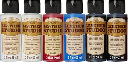 Leather Studio Leather Paint Set of 6 2 fl oz Acrylic Leather Paint for Shoes and Other DIY Arts & Crafts Surfaces, 13510
