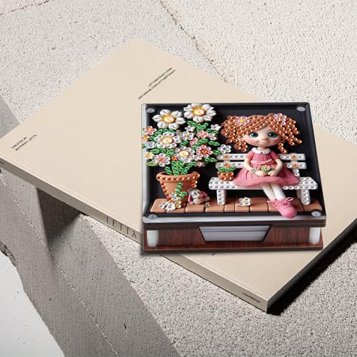 JISHSHAY 2 PCS Diamond Art Note Box Fairy Diamond Painting Note Pad Holder Elf Gem Painting Gem Art Memo Boxes Mosaic Kits for Adults Embroidery Kit Memo Pad Holder, Contains 120 Sheets of Paper - color: Elf 1