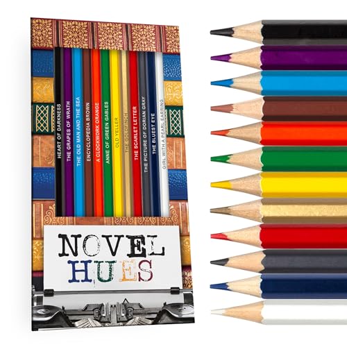 Novel Hues-Inspired Colored Pencil Set - 12 Soft Core Colored Pencils for Artists - Creative & Literary Color-Inspired with Foil-Stamped Artistic References - Ideal for Kids & Adults Readers - size: Pencil Set, style: Novel
