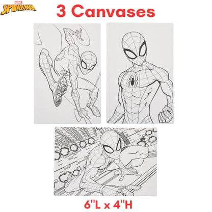 Innovative Designs Marvel Spiderman Canvas Paint Set for Kids with 3 Canvases, Acrylic Paint, Paintbrush, & Easel - color: Spiderman