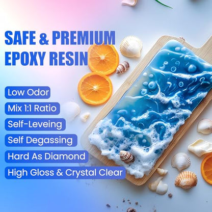 Epoxy Resin Kit, 32OZ Crystal Clear Resin Epoxy, Bubble Free, No Yellowing, UV Resistant, Food Safe, Easy Mix 1:1 for DIY Crafts Resin Jewelry Making(16OZ x 2) - size: 32OZ