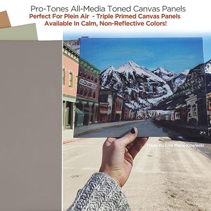 Paramount Pro-Tones All-Media Toned Canvas Panels 3-Pack - Triple-Primed 100% Cotton Canvas, Non-Reflective Colors - Dune 6x8 - color: Dune, size: 6x8"