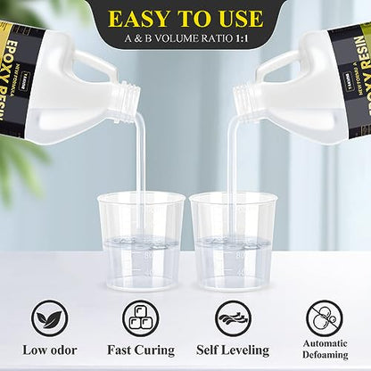 TAKIMO 2 Gallon 3×UV Resistant Resin Kit,No Bubble & Crystal Clear Epoxy Resin for Coating, Casting, Table Top,DIY, Bar Top, River Tables, Resin Art, Wood with High Gloss Finish - size: 2 Gallon UV Resistant Epoxy Kit