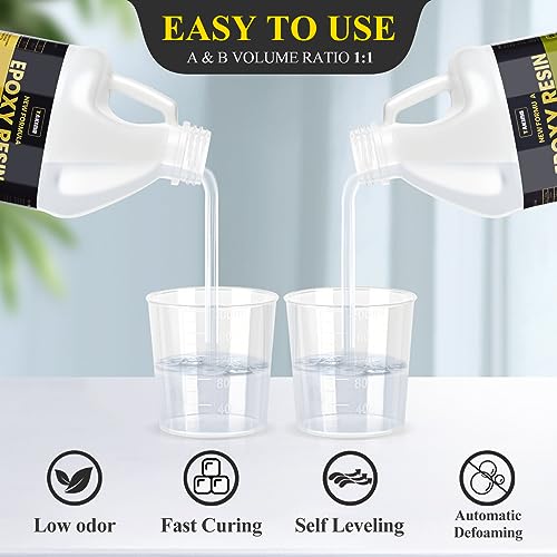 68OZ 3×UV Resistant Resin Kit,No Bubble & Crystal Clear Epoxy Resin for Coating, Casting, Table Top,DIY, Bar Top, River Tables, Resin Art, Wood with High Gloss Finish - size: 68 OZ