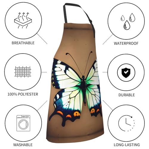 Cartoon heart sun Heavy Duty Waterproof Apron with Pockets for AdultsResistant Grilling, Gardening, Painting - color: Cute Little Butterfly