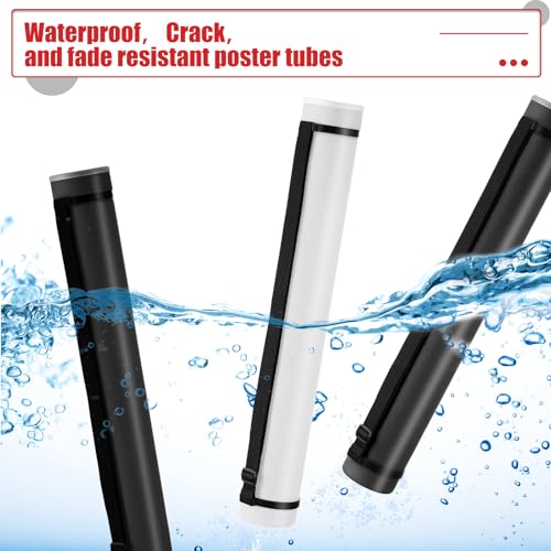 Yahenda 6 Pcs Expandable Poster Tubes Bulk, 24"- 40" Extendable Blueprint Tube with Shoulder Strap Waterproof Portable Durable Round Cases for Drawing, Poster, Office Bulk Supply(Black, White) - color: Black, White