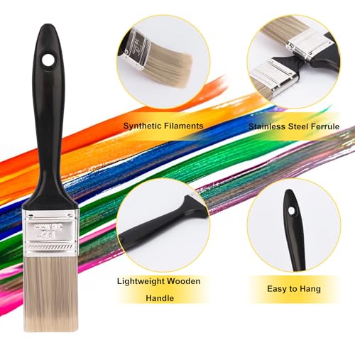 40 Pack 1.5 Inch Flat Paint Brushes, A Professional Range of Wall Paint Brushes for Your Home or DIY Paint,Furniture,Deck,and Wall Trim KUKLIPJIM - size: 1.5 Inch