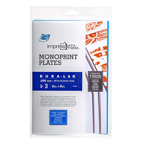 Grafix Impress Print Media Monoprint Plate – 6" x 9”, Pack of 3 – Transparent, Lightweight, Non-Porous .030” Dura-Lar Monoprinting Surface, Economical Alternative to Metal or Glass Plates - size: 6"x9"x0.030", style: Clear, Pack of 3
