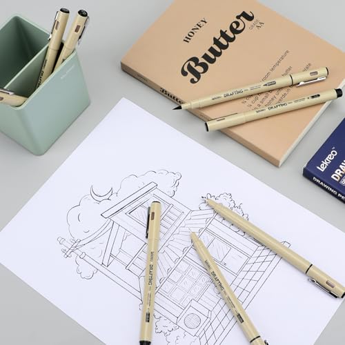 Fineliner Pens - Archival Black Ink Pen - Pens for Writing, Drawing, or Bullet Journaling - Assorted Point Sizes (8 Count (Pack of 8)) - size: 1 Count (Pack of 8)
