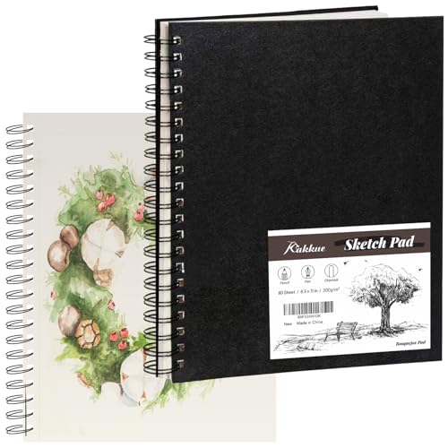 KAKKUE 8.5" x 11" 200 GSM Premium Mixed Media Sketchbook, 80 Sheets (160 Pages), Hardcover Spiral Bound Drawing Pad, Acid-Free Thick Artist Paper for Watercolor, Illustration & Professional Sketching - size: 8.5*11 inch(80 Sheets)