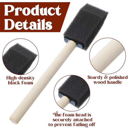 150 Pcs 1 Inch Foam Paint Brushes, Bulk Wood Handle Sponge Brushes for Painting, Staining, Varnishing, Crafts & DIY Projects