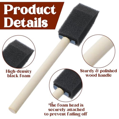 150 Pcs 1 Inch Foam Paint Brushes, Bulk Wood Handle Sponge Brushes for Painting, Staining, Varnishing, Crafts & DIY Projects