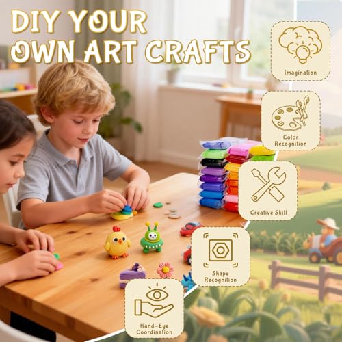48 Air Dry Clay-36 Colors Modeling Clay for Kids Age 3-12,13 White,35 Others, Air Dry Clay Bulk Kit with 3 Sculpting Tool, Light, Safe, Non-Toxic, DIY Model Magic Clay Gifts for Boys and Girls Toys - color: 48 Pack