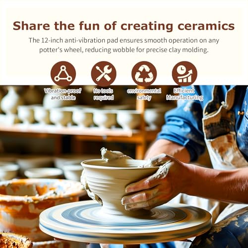 VFIUME 12" PVC Plastic Pottery Wheel Bat System with 6 Replaceable 1.5mm Aluminum Alloy Plates, 2 Sets Fixing Screws & Anti-Vibration Pads for Ceramic Artists, Potters, Clay Throwing