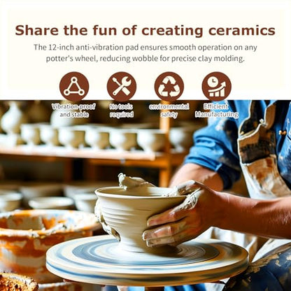 VFIUME 12" PVC Plastic Pottery Wheel Bat System with 6 Replaceable 1.5mm Aluminum Alloy Plates, 2 Sets Fixing Screws & Anti-Vibration Pads for Ceramic Artists, Potters, Clay Throwing
