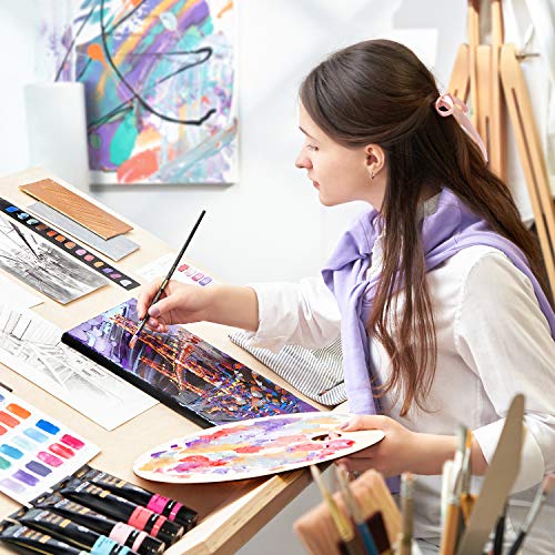 ARTEZA Metallic Acrylic Paint, Set of 8 Vibrant Essentials Colors 4.06oz Tubes, Rich Pigments, Non-Fading, Paints for Artists & Hobby Painters - style: 8 x 120ml (4.06 fl oz) Vibrant Essentials
