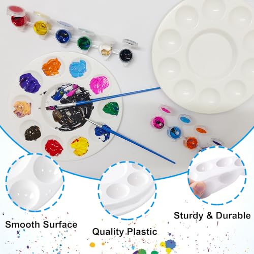 40 PCS Paint Tray Palettes,White Paint Trays for Kids,Round Plastic Paint Pallets with 10 Wells,Acrylic Paint Palette for Students DIY Craft,School Project,Painting Party