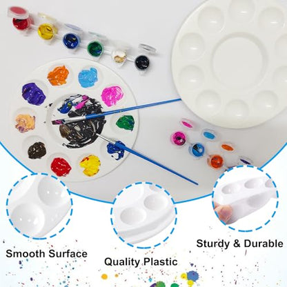 40 PCS Paint Tray Palettes,White Paint Trays for Kids,Round Plastic Paint Pallets with 10 Wells,Acrylic Paint Palette for Students DIY Craft,School Project,Painting Party
