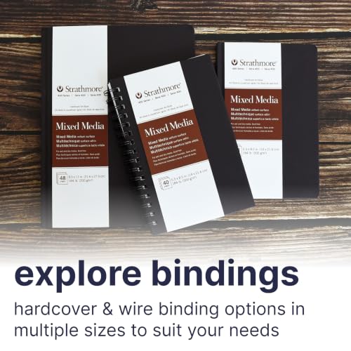 Strathmore 400 Series Mixed Media Paper Art Book, Matte Brown Cover, Natural White, Hardbound, 24 Sheets, 8.5x11 inch - size: 8.5x11 inch, style: Hardbound