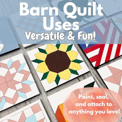 9" Barn Quilt Kit Set 4 | Patch Star, Aztec, Swoon, Starburst | Paintable unfinished wood quilt blocks for DIY party crafts, farmhouse wall art, quilting decor, and handmade gifts. - size: 9 inches (set of 4), style: Butterfly, Patchwork Star, Dresden Flo