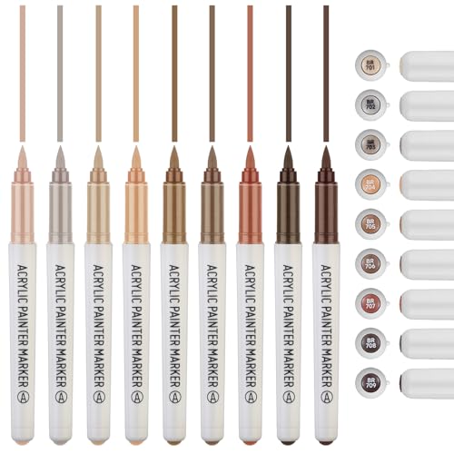 Brown Acrylic Paint Pens,Paint Markers for Rock Painting Wood Glass Ceramic Canvas Stone DIY Crafts Making Art Supplies - color: Multicolor C