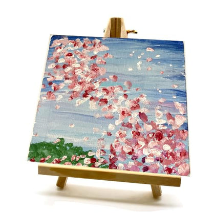 9.5 Inch Adjustable Mini Wood Tripod Easel Stand Small Tabletop Wooden Easel Painting Easel Stand Triangle Tabletop Canvas Holde Painting Canvas Painting Holder for Cards Phone Artist Photo Artworks