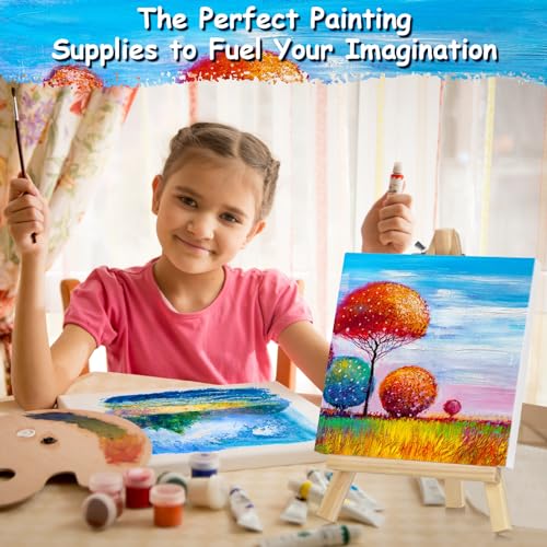 10PCS Mini Canvases for Painting – 5 x 5 in Bulk Small Square Stretched Canvases, 2/5 in Thick Blank Canvas for Students, Art Supplies, School & Home Crafts - size: 10PCS Mini Canvas -5x5ln