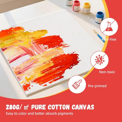 Simetufy 12 x 12 inch 12 Pack Painting Canvas Boards- Gesso Primed Acid-Free 100% Cotton Canvas Panels for Acrylics Oil Watercolor Tempera Paints - size: 12"x12"