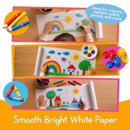 Art Paper Roll Refills – 12" x 75 ft (3-Pack) – Replacement Paper Rolls for Kids’ Art Tables, Easels & Craft Stations – Smooth White Drawing Paper – 7 Days of Play - color: Art Paper Roll