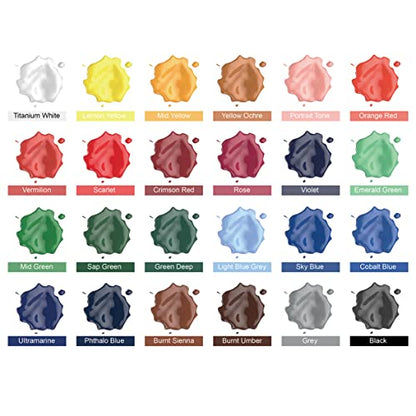 Acrylic Paint Set 24 Colors Craft Paints in Tubes with 10 Art Brushes Rich Pigment for Artists Beginners Painting on Canvas Wood Fabric Crafts, 36ml/Tube - size: 0.05 Fl Oz (Pack of 24)