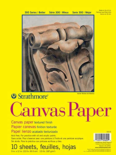 Strathmore 300 Series Canvas Paper Pad, Glue Bound, 12x16 inches, 10 Sheets & 300 Series Canvas Paper Pad, Glue Bound, 9x12 inches, 10 Sheets (115lb/187g)
