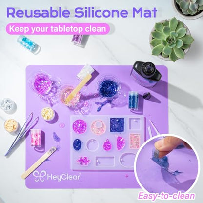 HeyClear UV Resin Molds Jewelry Making Kit with Light -300g Super Clear, Hard, Low Odor, Premixed and Fast Curing for Keychains, Earrings, DIY Craft Decorations - size: 300g