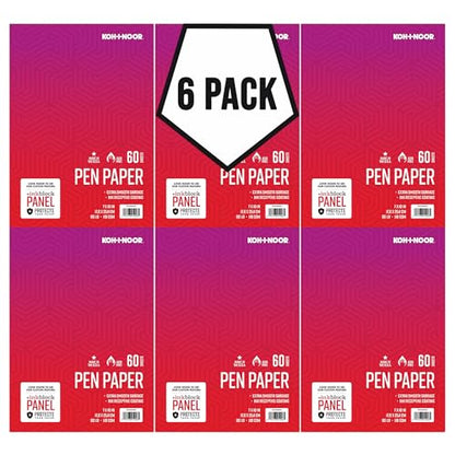 Koh-I-Noor 7" x 10" Pen Paper Bright White Smooth Paper Pad with Ink Block Panel, 80 lb. / 118 GSM, 60 Sheets/Pad, 6-Pack - size: 7" x 10"