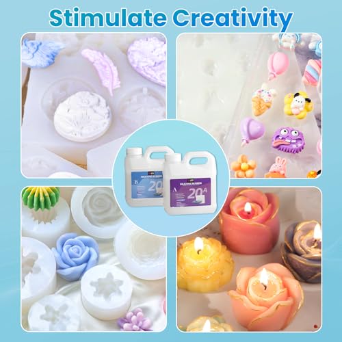 LET'S RESIN Silicone Mold Making Kit 72oz, 20A Non-Toxic Silicone Rubber for Mold Maker, Beginners, Ideal Liquid Silicone for Casting Resin, 3D Molds, 1:1 Mixing by Weight, Translucent - size: 72oz