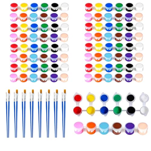 112 Pcs Mini Acrylic Paint Set, 12 Colors Individual Paint Sets with 2 Pcs Brushes, 8 Pack Washable Acrylic Paint Set for Birthday Party Favor, Classroom, Arts - size: 8 Count (Pack of 1)