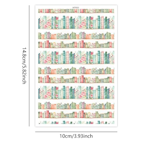 Polymer Clay Transfer Paper, 10 Pcs Bookshelves and Books Pattern Shape Water Soluble Transfer Sheet for Polymer Clay Earrings Jewelry Making Disposable Stickers DIY Crafts 5.82X3.93 inch - color: Bookshelves and Books