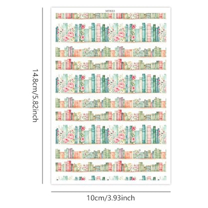 Polymer Clay Transfer Paper, 10 Pcs Bookshelves and Books Pattern Shape Water Soluble Transfer Sheet for Polymer Clay Earrings Jewelry Making Disposable Stickers DIY Crafts 5.82X3.93 inch - color: Bookshelves and Books
