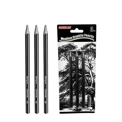 3pcs Woodless Pencil Set - Charcoal Graphite Pencil 2H 2B 4B for Drawing, Writing, Shading, Coloring,No Wood, Gift for Artist, Hobbyist,Beginner(3pcs 2H 2B 4B) - color: 3pcs 2H 2B 4B