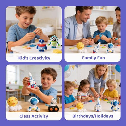Both idea Air Dry Clay Kit, Space Theme | 12 Packs, Non-Toxic Kids Gift | School & Party: Perfect for classroom art activities, birthday party favors, creative family DIY, and holiday celebrations. - style: Space Odyssey