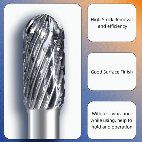 SC-3 Double Cut Tungsten Carbide Rotary Burr 3/8" Cutting Diameter 3/4" Length 1/4" Shank Deburring Tools High-Speed Metal/Wood Grinding, Carving, and 3D Contouring - style: SC-3